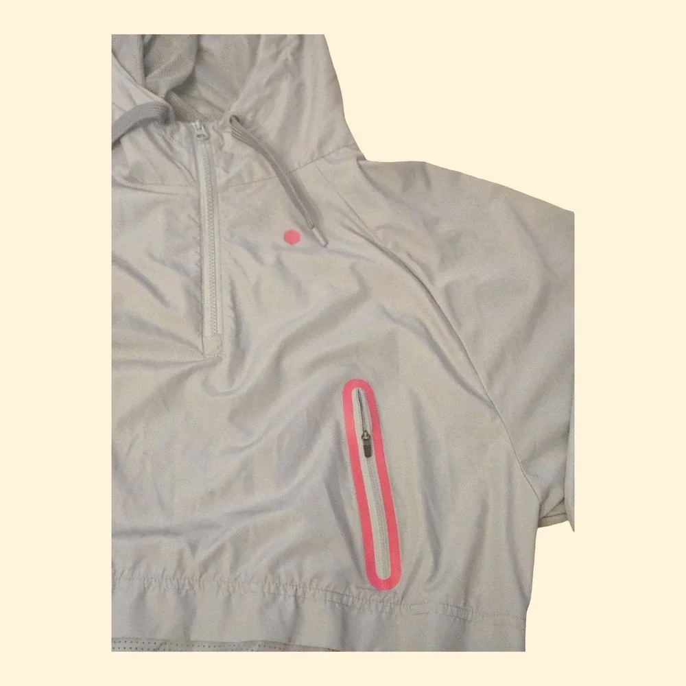 Ivy Park Windbreaker Womens Medium Gray Pink‎ Hooded Pullover